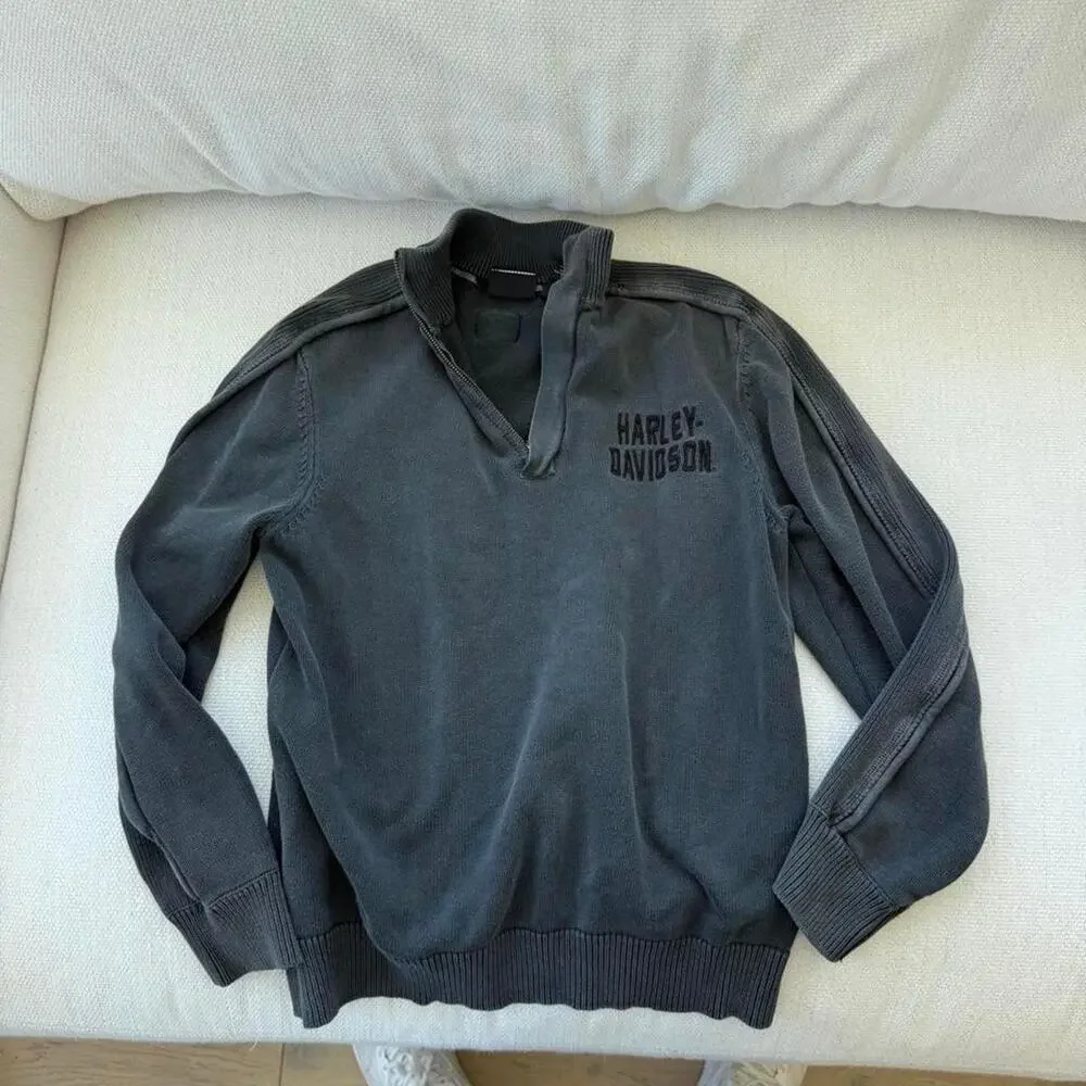 Vintage harley davidson black quarterzip